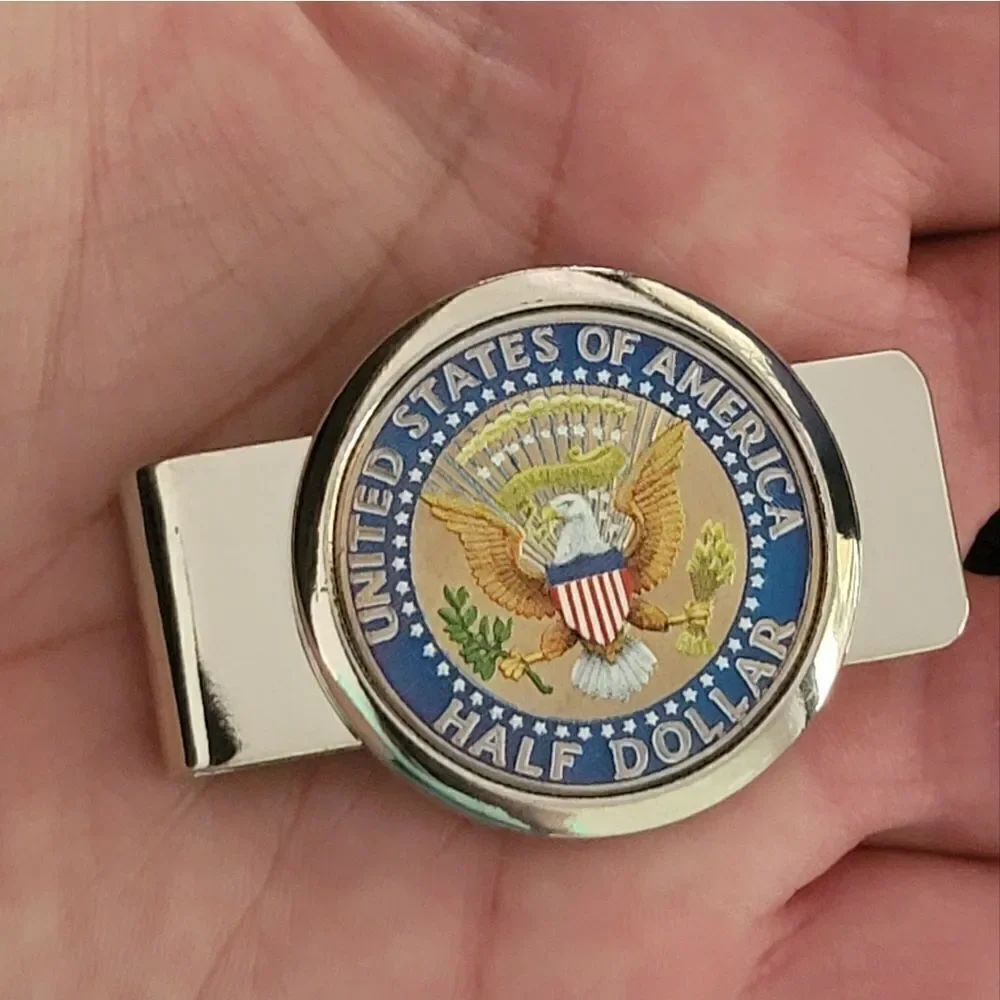 American Coin Treasures Money Clip Presidential Seal Half Dollar Coin in Color